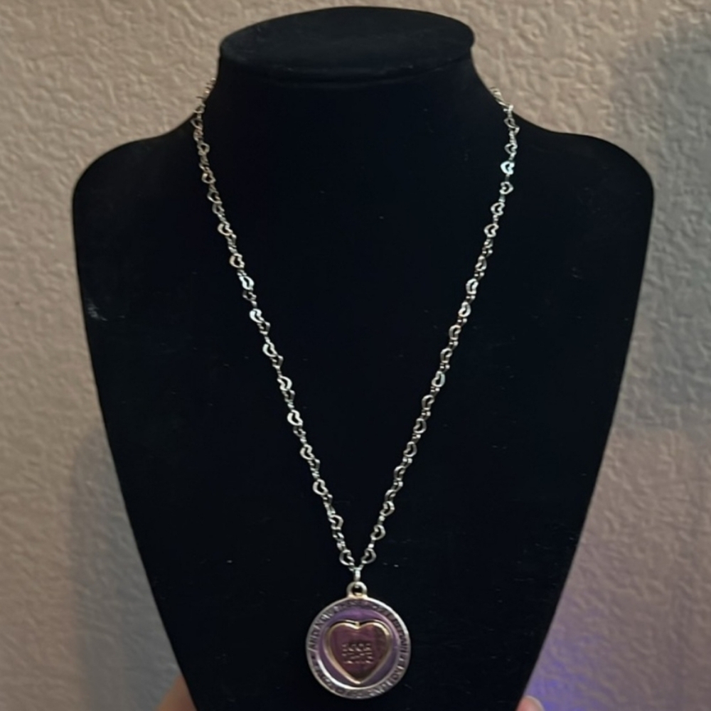 Faith, Hope, Love Spinning Heart Pendant Necklace